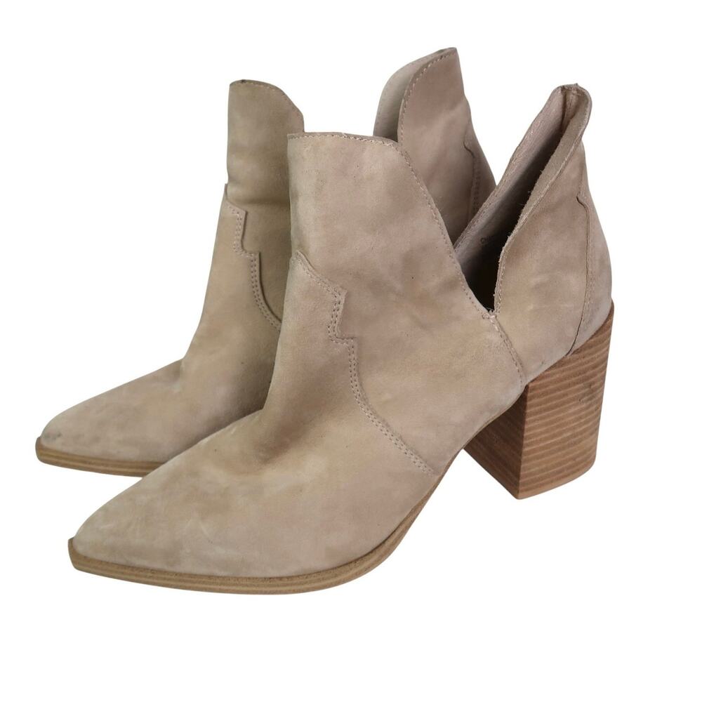 Steve Madden Chaya Tan Suede Pointed Toe Cut-Out Ankle Boots 9